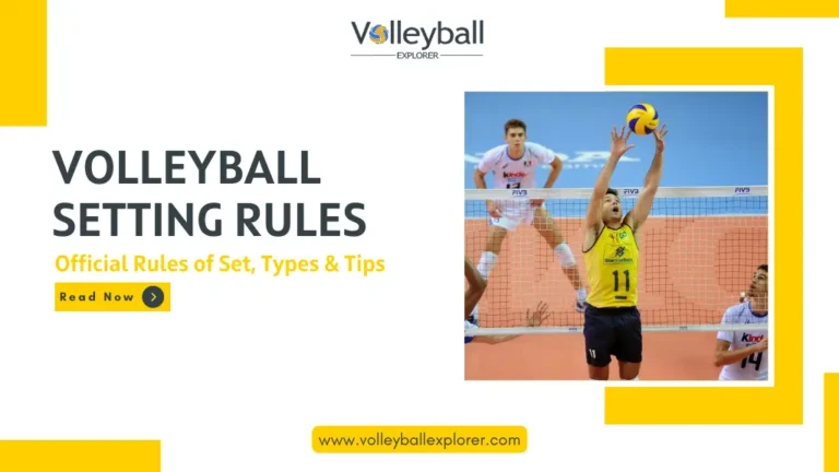 A setter setting volleyball in accordance with volleyball setting rules.